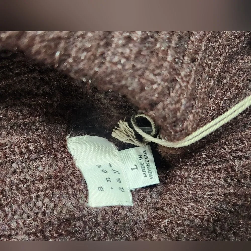 NWT Women's Crewneck Cropped Sweater Vest -A New Day™ Dark Brown LARGE